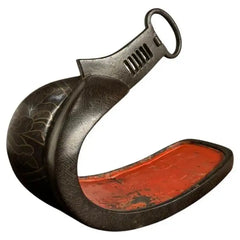 18th Century Japanese Silver Inlaid Iron Shogun Stirrup Abumi
