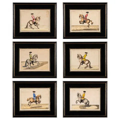 Set of Six 18th Century Hand Colored Prints of Horses by Baron D'Eisenberg