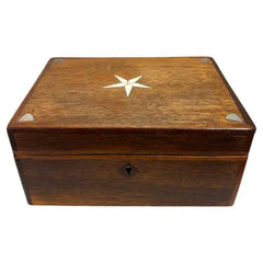 19th Century Walnut Box With Bone and Mother-of-Pearl Inlay