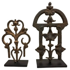 Two 17th Century French Iron Choir Screen Fragments, Mounted on Custom Bases