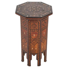 Syrian Octagonal Side Table With Ebony, Rosewood and Bone Inlay