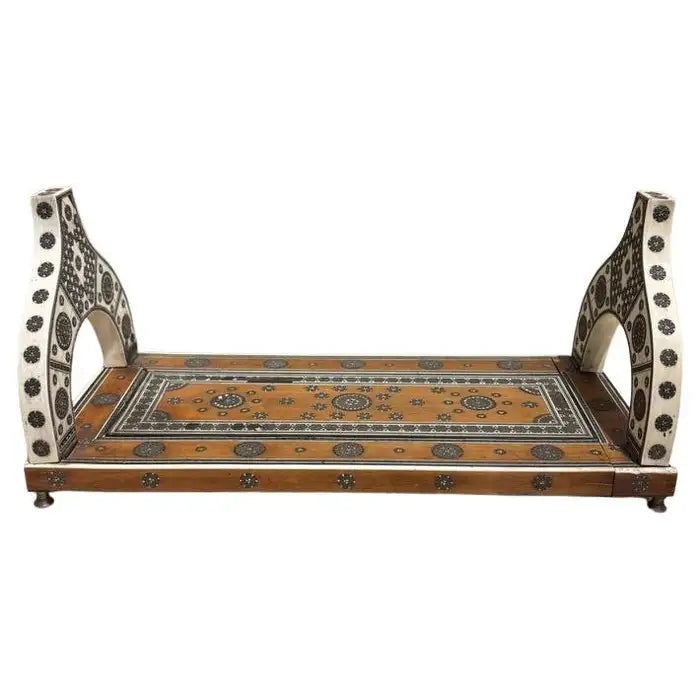 Anglo Indian Rosewood Folding Book Stand of Bone & Metal with Ebony Inlay