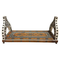 Anglo Indian Rosewood Folding Book Stand of Bone & Metal with Ebony Inlay