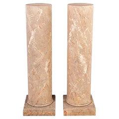 Pair of Neo-classical Faux Marble Painted Wooden Columns or Pedestals