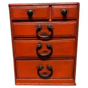 Southeast Asian Small Red Painted Apothecary Chest
