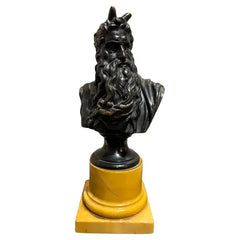 Signed Bronze Bust of Moses on a Sienna Marble Base, After Michelangelo