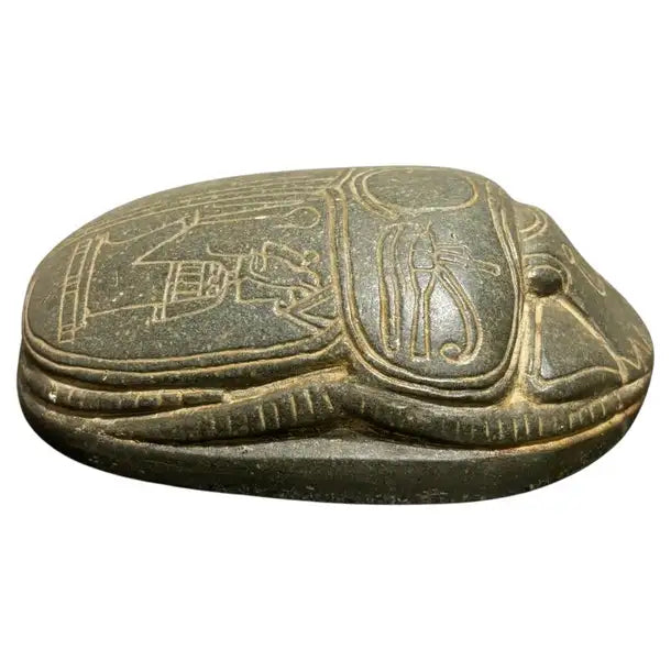Grand Tour Egyptian Scarab of Carved Steatite with Hieroglyphics