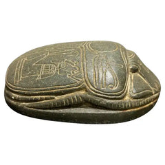 Grand Tour Egyptian Scarab of Carved Steatite with Hieroglyphics