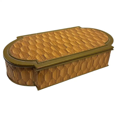 Anglo Indian Diamond Pattern Straw Work Box