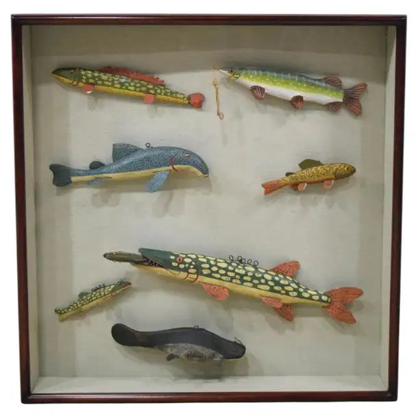 Folk Art Collection of 7 Hand Carved Fish Decoys