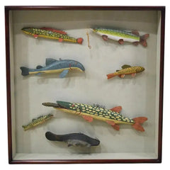 Folk Art Collection of 7 Hand Carved Fish Decoys