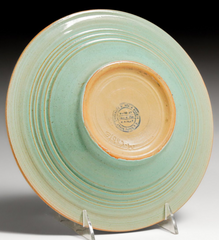 North Dakota School of Mines Margaret Cable Art Pottery Plate, Celadon Glaze, Signed, c.1920s