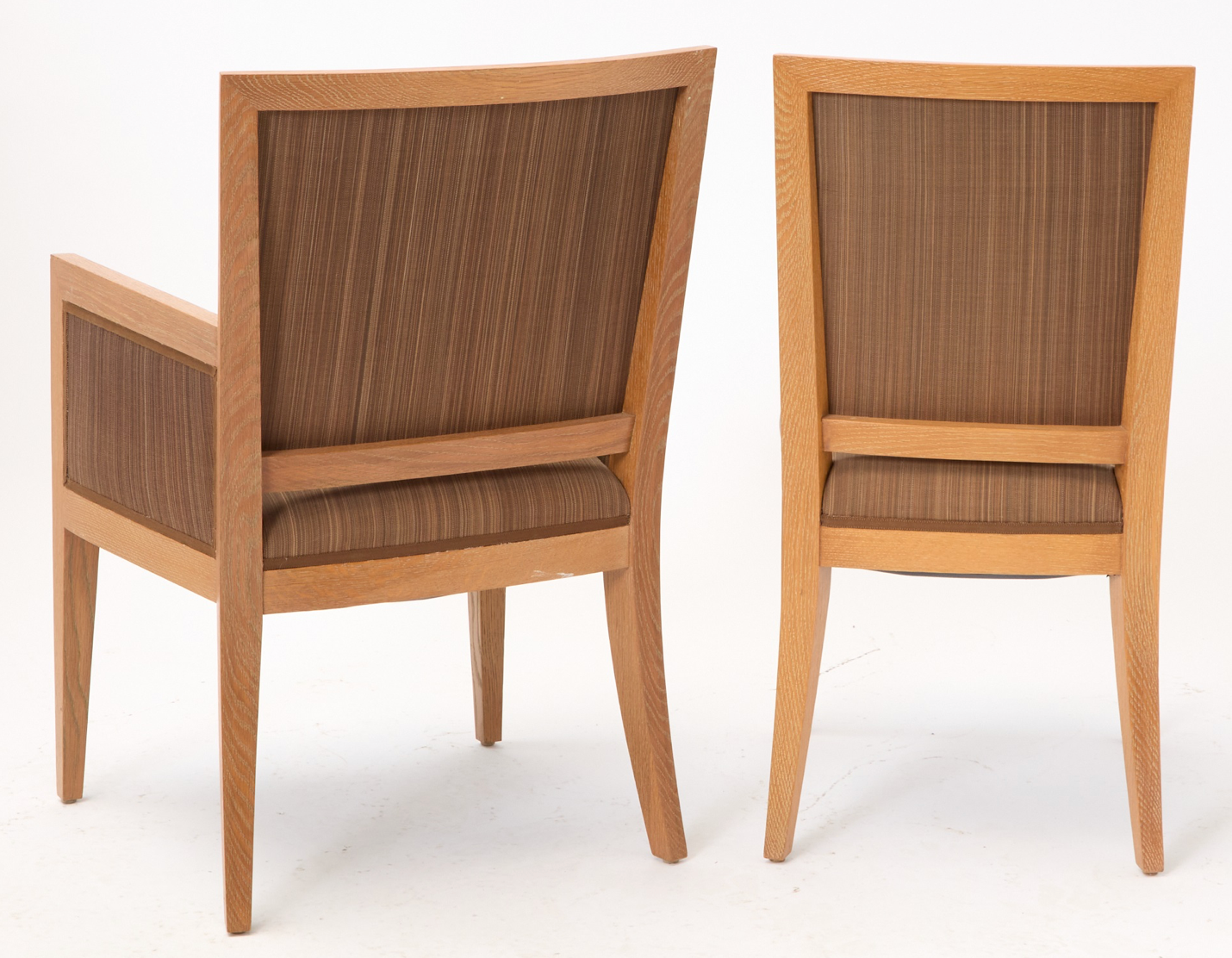 Set of Ten Upholstered Oak Dining Chairs In The Manner of Jean Michele Frank
