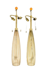 Pair of Donghia Striped Venetian Glass Lamps