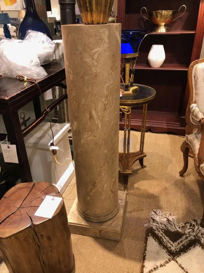 Pair of Neo-classical Faux Marble Painted Wooden Columns or Pedestals