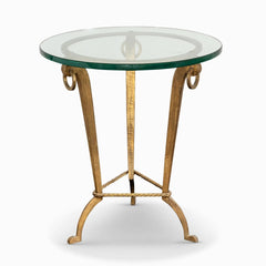 French Glass Top Gilt Guéridon Attributed to Maison Ramsay