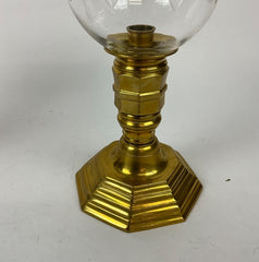 Pair of French Regence Style Photophores with Colonial Motif Hurricane Glass Shades
