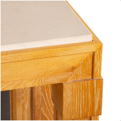 A Custom Made Modernist Cerused Beech Console with Travertine Top