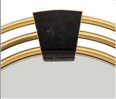 Large Art Deco Style Round Mirror with Black Marble Insets