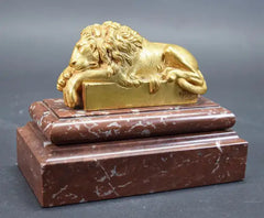 Pair of Late 19th Century Italian Gilt Bronze Lions after Antonio Canova
