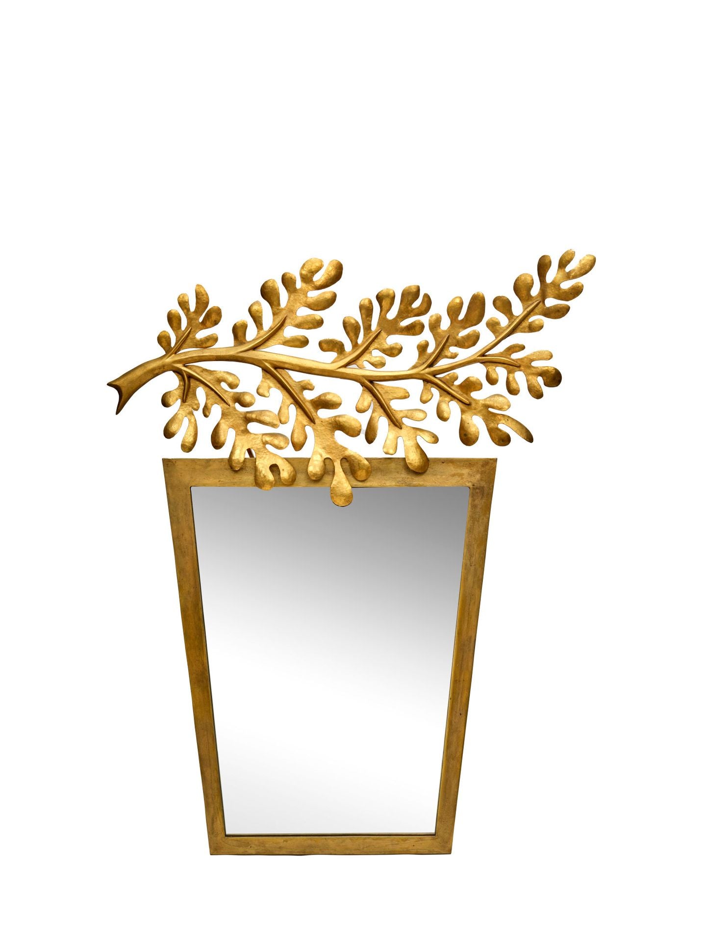 Herve Van Der Straeten "Feuilles de Laurier" Gilt Bronze Mirror