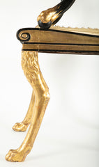 A Pair of Regency Style Ebonized and Parcel Gilt Armchairs