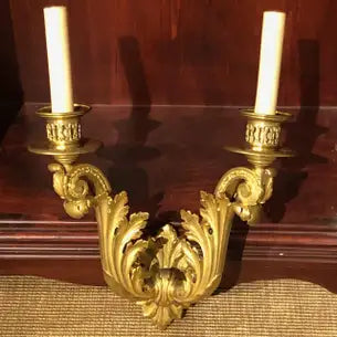 Exceptional Pair of Neoclassical Gilt Bronze Sconces by E.F. Caldwell