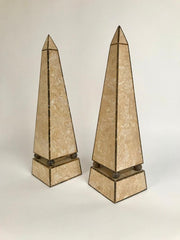 Pair of Obelisks with Travertine and Marble Veneer