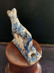 18th Century Staffordshire Blue and White Glazed Dog Whistle