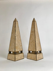 Pair of Obelisks with Travertine and Marble Veneer