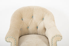 Late Regency Tub Form Upholstered Mahogany Armchair