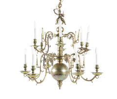 Dutch  Brass Chandelier with Javanese Figural Warrior