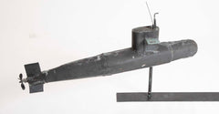 Very Unusual Copper Submarine Weathervane in Black Paint & Verdigris Finish