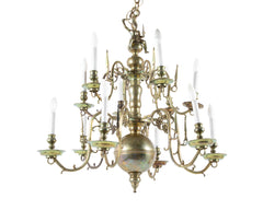 Dutch  Brass Chandelier with Javanese Figural Warrior