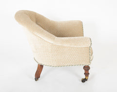 Late Regency Tub Form Upholstered Mahogany Armchair