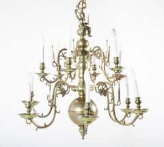 Dutch  Brass Chandelier with Javanese Figural Warrior