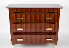 A Three Drawer Rosewood Commode in the Manner of Jacques Adnet