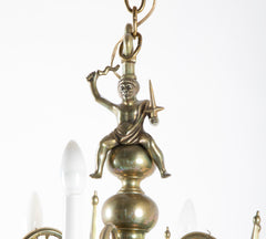 Dutch  Brass Chandelier with Javanese Figural Warrior