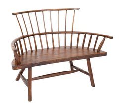 American Spindle Back Windsor Settee with Plank Seat
