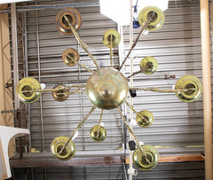 Dutch  Brass Chandelier with Javanese Figural Warrior