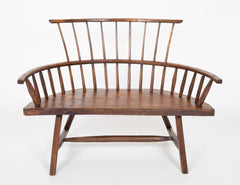 American Spindle Back Windsor Settee with Plank Seat