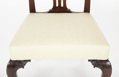 George II Mahogany Side Chair with Foliate Carved Cabriolet Legs on Scroll Feet.