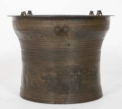 Southeast Asian Bronze Rain Drum with Triple Stacked Piggy-back Frogs & a Procession of Elephants