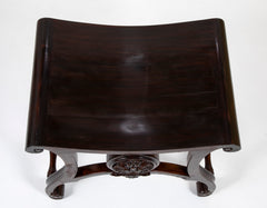Pair of English Chippendale Style Mahogany Saddle Seat Scroll Leg Stools