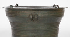 Southeast Asian Bronze Rain Drum with Triple Stacked Piggy-back Frogs & a Procession of Elephants