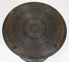 Southeast Asian Bronze Rain Drum with Triple Stacked Piggy-back Frogs & a Procession of Elephants