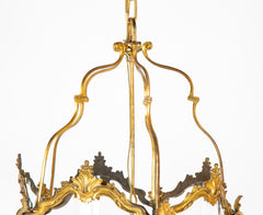 Late 19th century Classic Bronze Pentagonal Lantern of Serpentine & Arched Glass with Latched Door