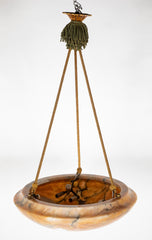 Art Deco Style Alabaster Three Rope Chandelier of Bowl Form