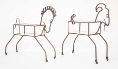 Unique Pair of Wrought Iron Side Tables in Goat & Horse Forms