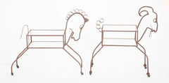 Unique Pair of Wrought Iron Side Tables in Goat & Horse Forms